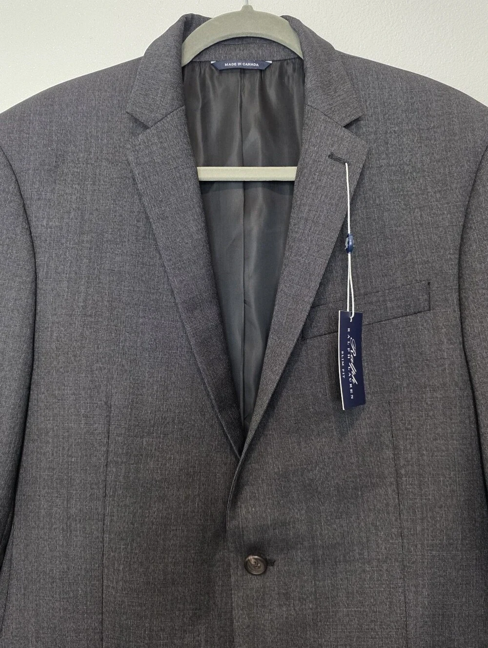 NWT Ralph Lauren Men's Slim Fit Wool Suit Blazer Gray Jacket Size 42 Long